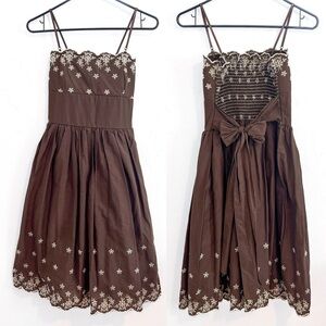 Va Va Voom Brown Dress with White Eyelet Details